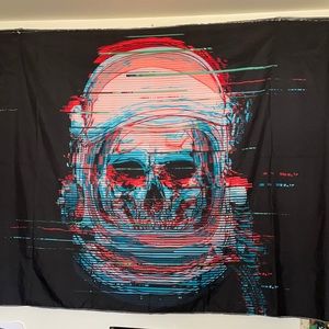 Glitched Astronaut Skull Tapestry!